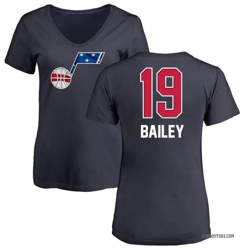 Ace Bailey Women's Navy Utah Jazz Name and Number Banner Wave V-Neck T-Shirt