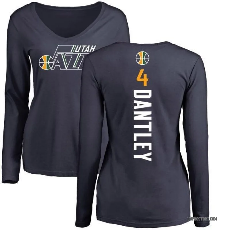 Adrian Dantley Women's Navy Utah Jazz Backer Long Sleeve T-Shirt