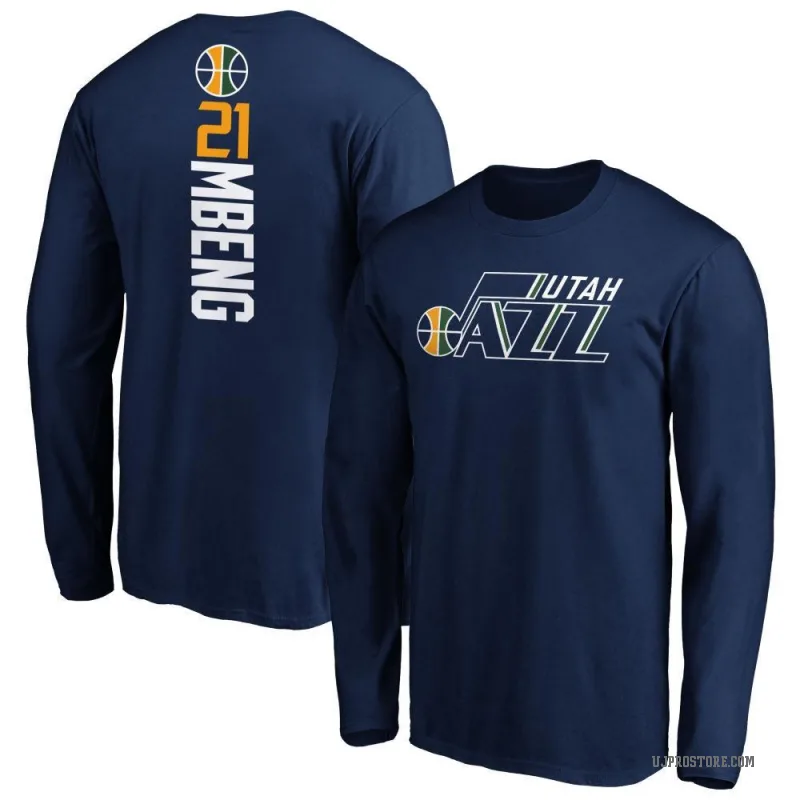 Bez Mbeng Men's Navy Utah Jazz Backer Long Sleeve T-Shirt