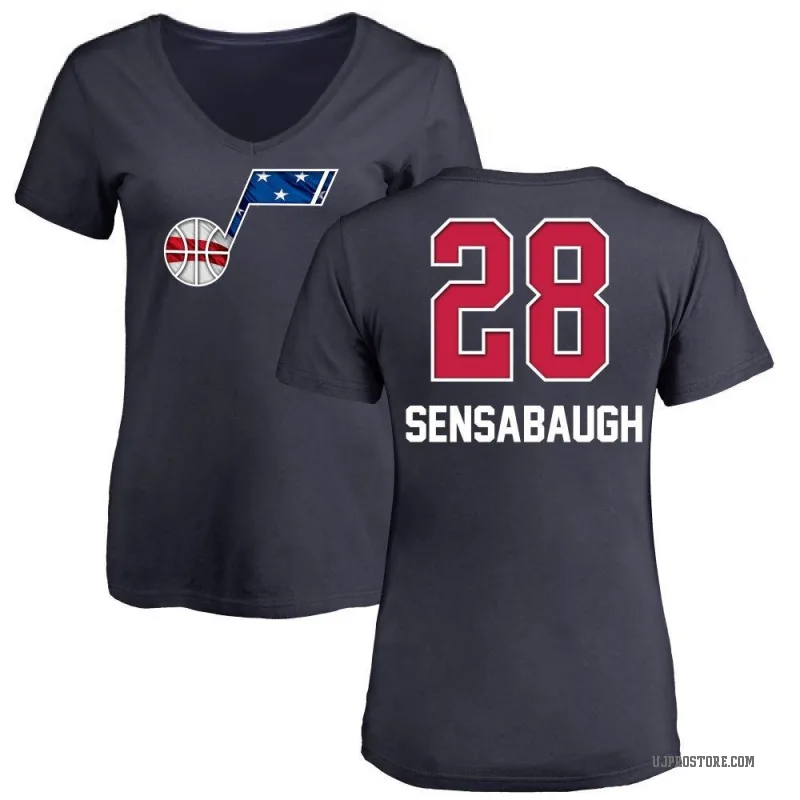 Brice Sensabaugh Women's Navy Utah Jazz Name and Number Banner Wave V-Neck T-Shirt