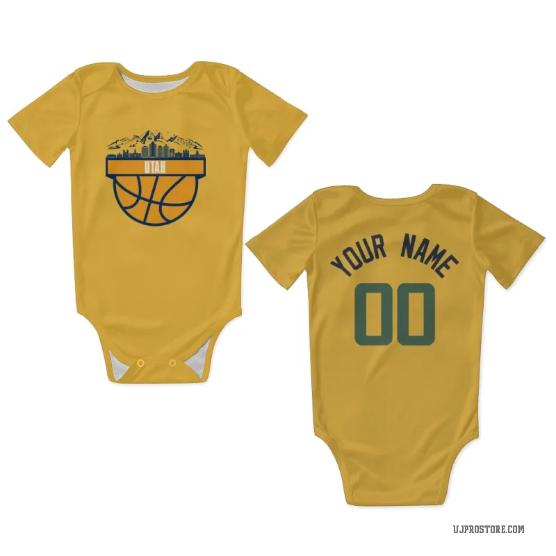 Custom  Gold Utah Jazz   Newborn & Infant Bodysuit