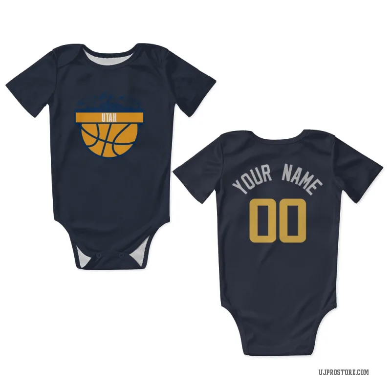 Custom  Navy Utah Jazz   Newborn & Infant Bodysuit