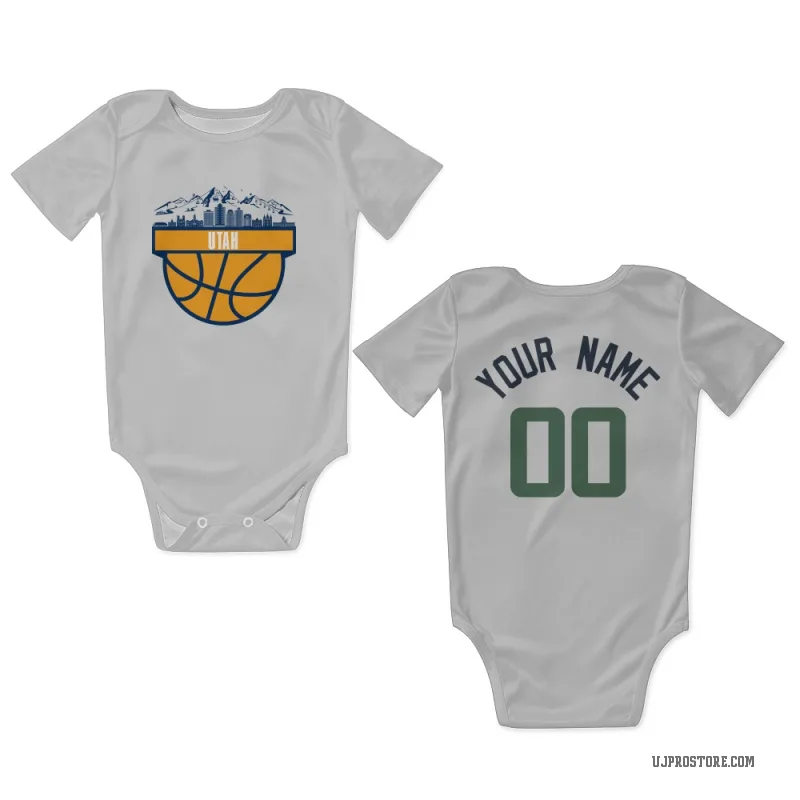 Custom  White Utah Jazz   Newborn & Infant Bodysuit