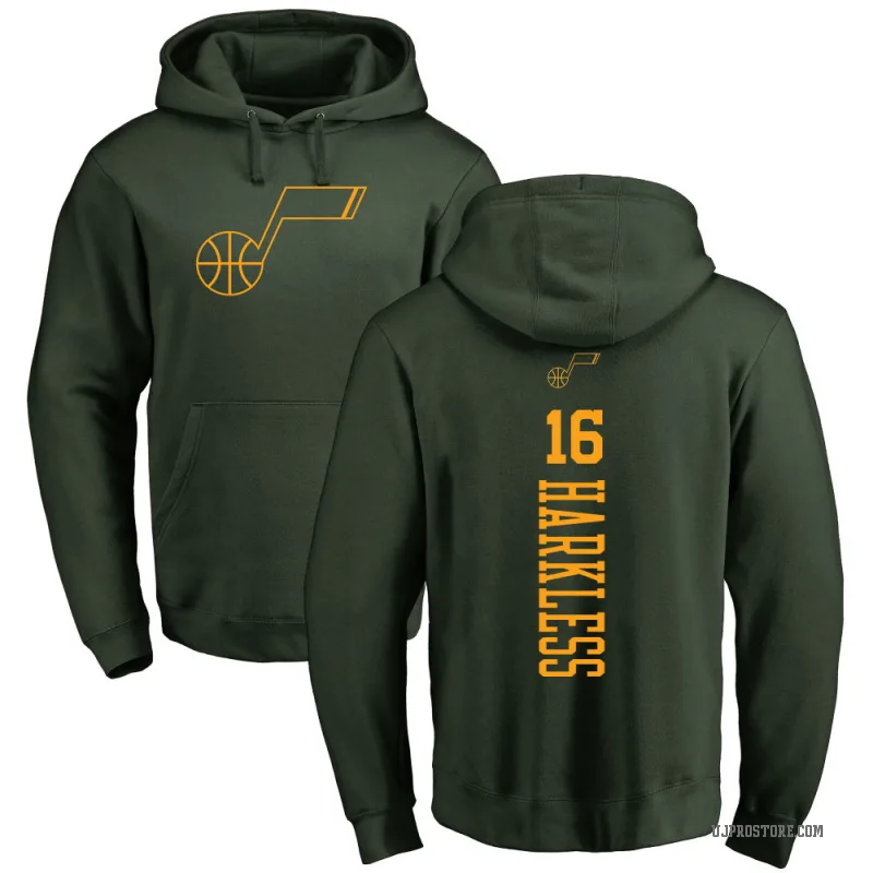 Elijah Harkless Men's Green Utah Jazz Branded One Color Backer Pullover Hoodie