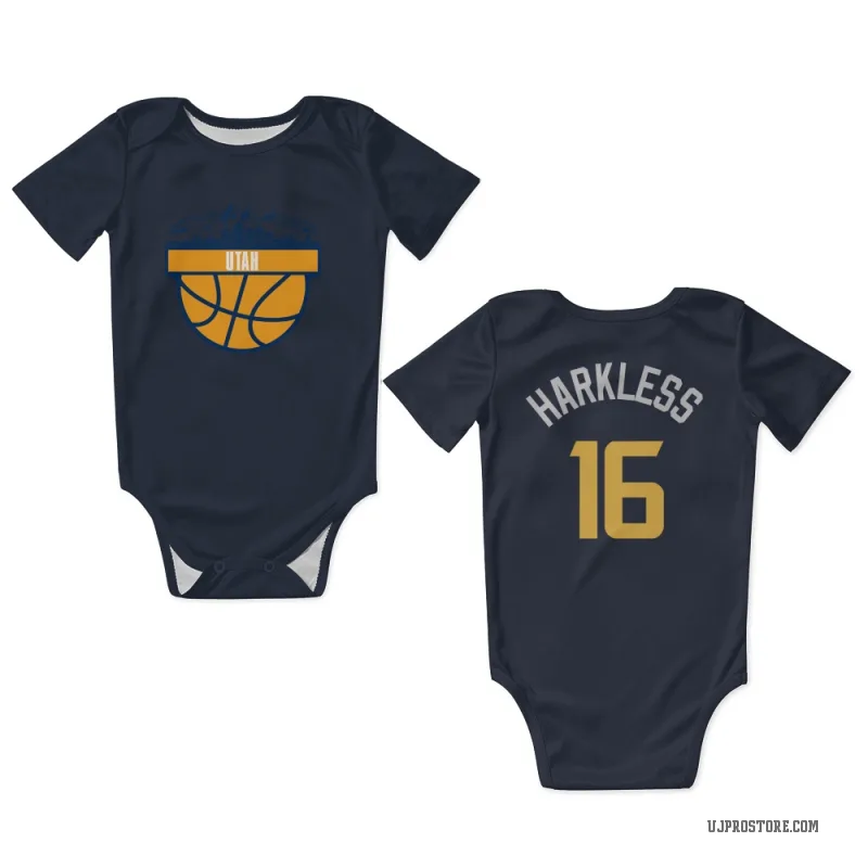 Elijah Harkless  Navy Utah Jazz  Newborn & Infant Bodysuit