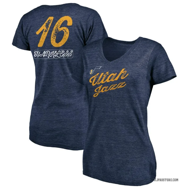 Elijah Harkless Women's Navy Utah Jazz Sideline V-Neck T-Shirt