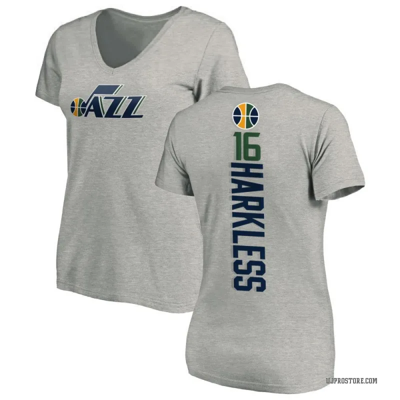 Elijah Harkless Women's Utah Jazz Ash Backer T-Shirt
