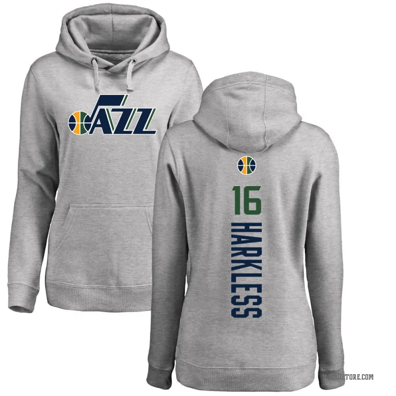 Elijah Harkless Women's Utah Jazz Branded Ash Backer Pullover Hoodie