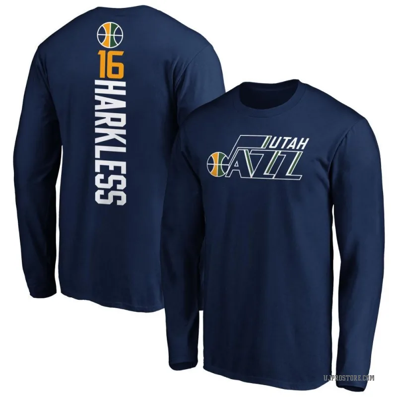 Elijah Harkless Youth Navy Utah Jazz Backer Long Sleeve T-Shirt