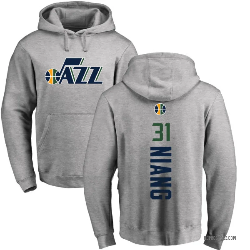 Georges Niang Men's Utah Jazz Branded Ash Backer Pullover Hoodie