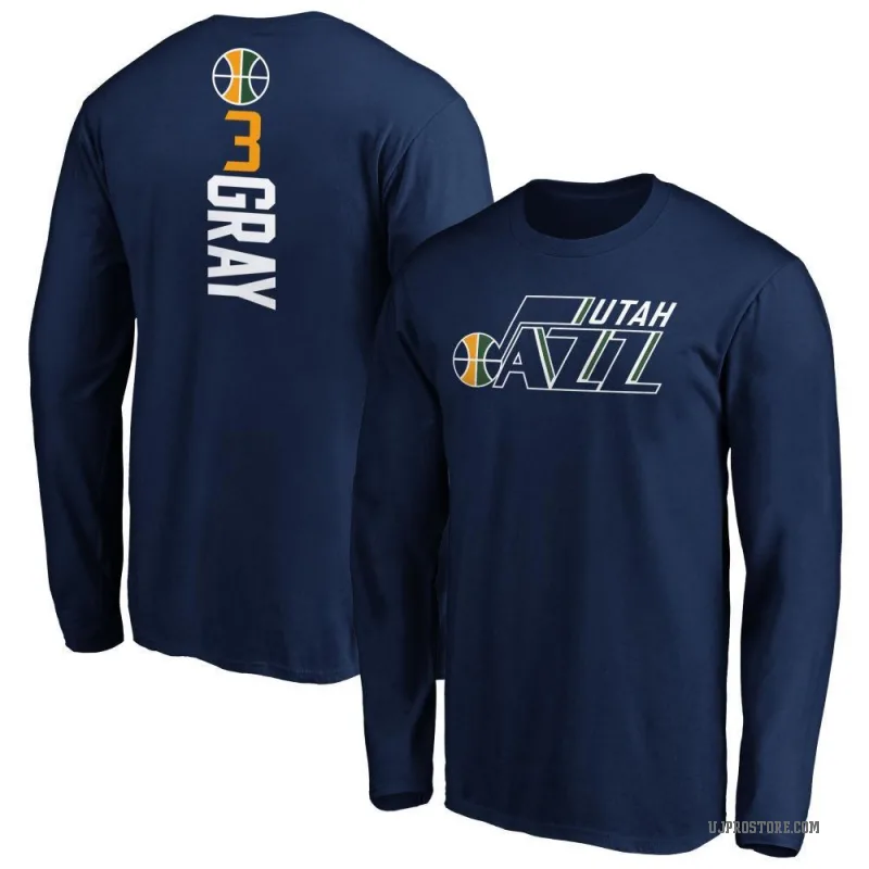 Hayden Gray Men's Gray Utah Jazz Navy Backer Long Sleeve T-Shirt