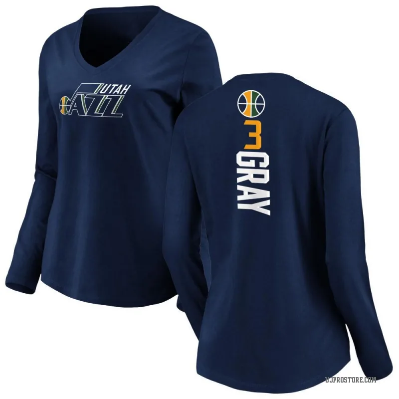 Hayden Gray Women's Gray Utah Jazz Navy Backer Long Sleeve T-Shirt