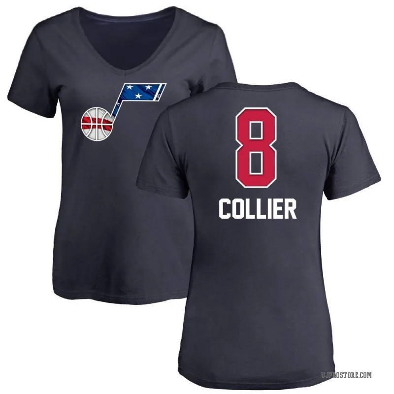 Isaiah Collier Women's Navy Utah Jazz Name and Number Banner Wave V-Neck T-Shirt