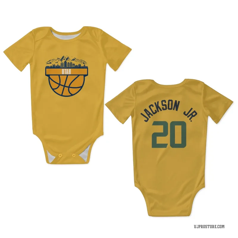 Jaren Jackson Jr.  Gold Utah Jazz  Newborn & Infant Bodysuit
