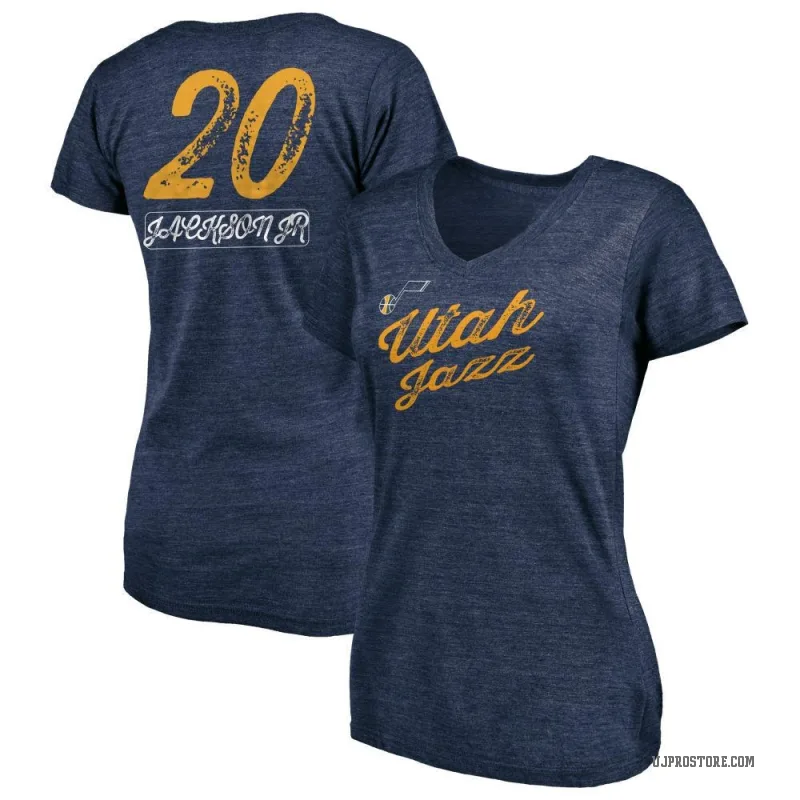 Jaren Jackson Jr. Women's Navy Utah Jazz Sideline V-Neck T-Shirt