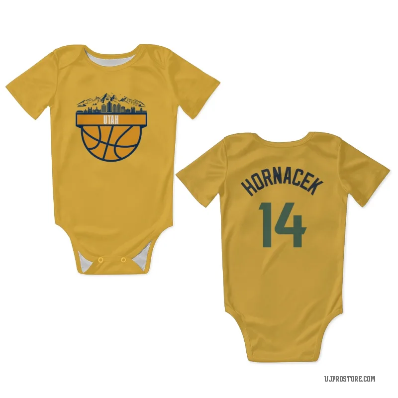 Jeff Hornacek  Gold Utah Jazz  Newborn & Infant Bodysuit