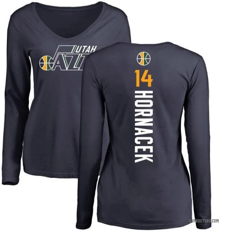 Jeff Hornacek Women's Navy Utah Jazz Backer Long Sleeve T-Shirt