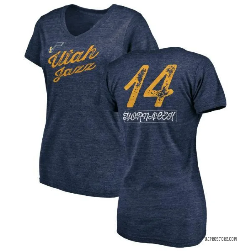 Jeff Hornacek Women's Navy Utah Jazz Sideline V-Neck T-Shirt