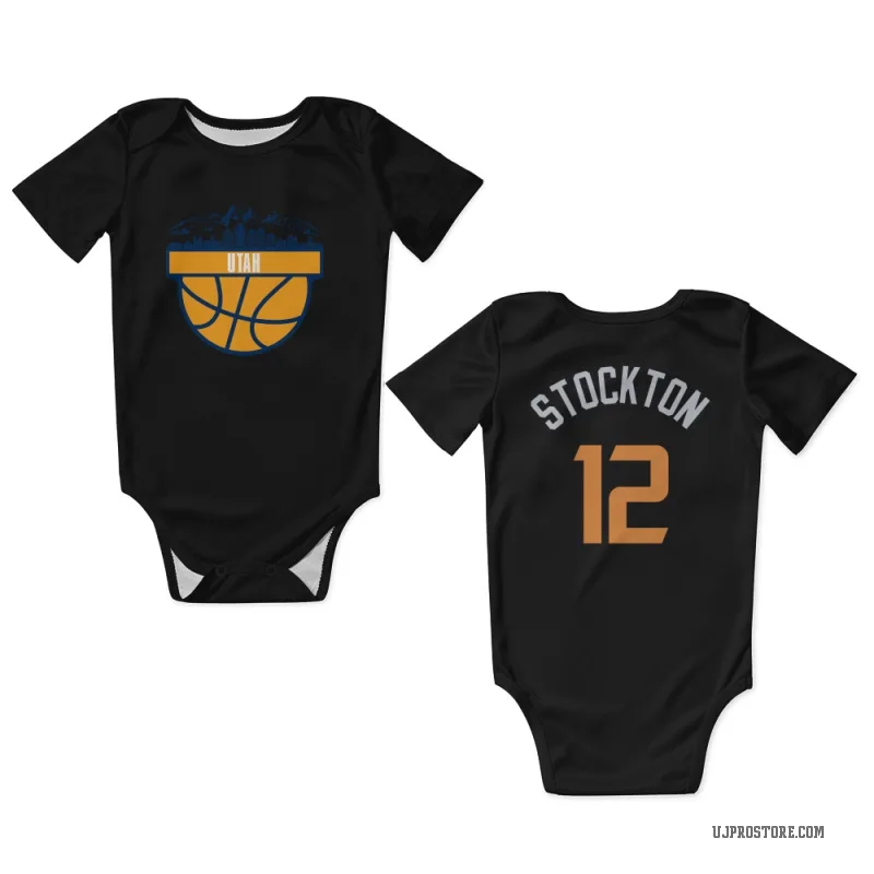 John Stockton  Black Utah Jazz  Newborn & Infant Bodysuit