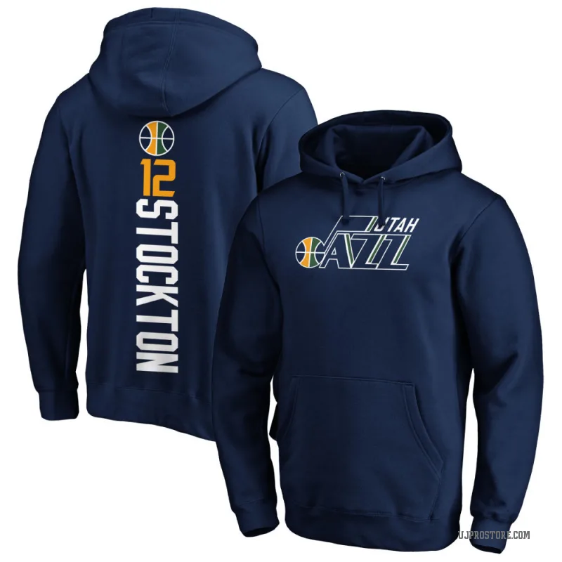 John Stockton Men's Navy Utah Jazz Branded Backer Pullover Hoodie