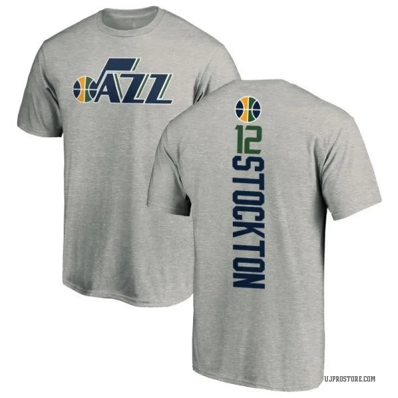 John Stockton Men's Utah Jazz Ash Backer T-Shirt