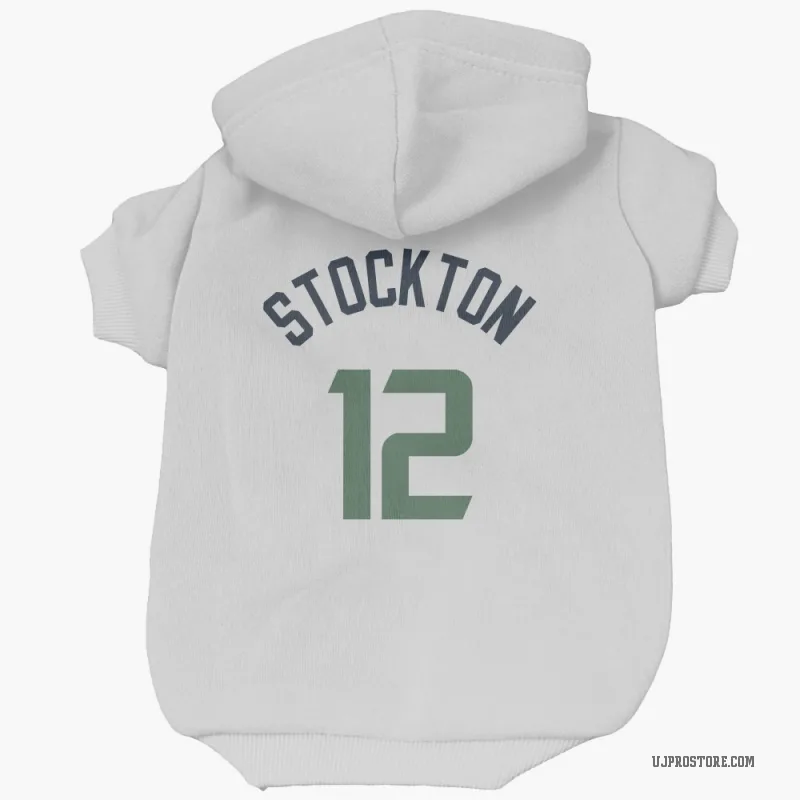 John Stockton  White Utah Jazz  Cat & Dog Pet Hoodie