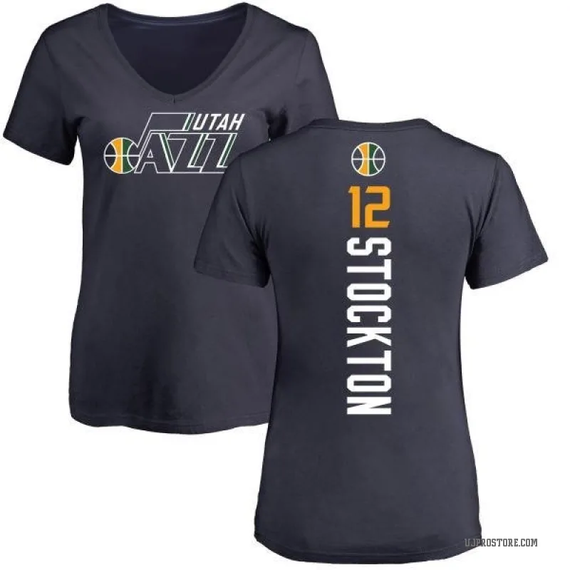 John Stockton Women's Navy Utah Jazz Backer T-Shirt