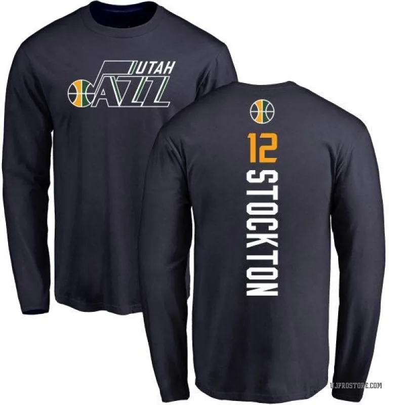 John Stockton Youth Navy Utah Jazz Backer Long Sleeve T-Shirt