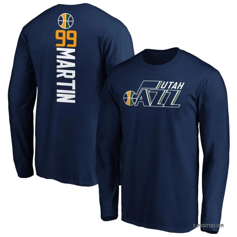 KJ Martin Men's Navy Utah Jazz Backer Long Sleeve T-Shirt