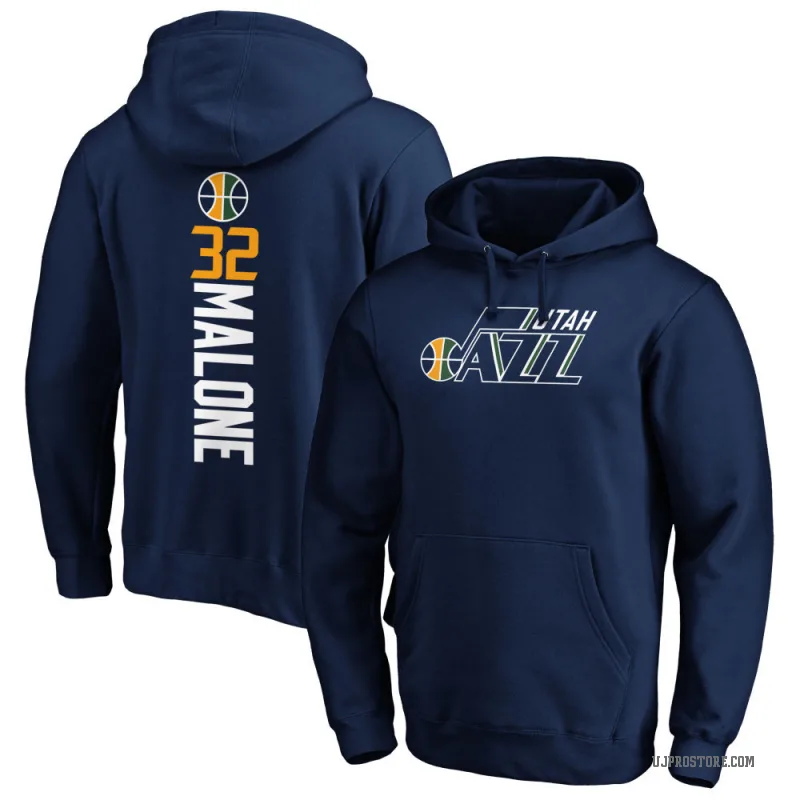 Karl Malone Men's Navy Utah Jazz Branded Backer Pullover Hoodie