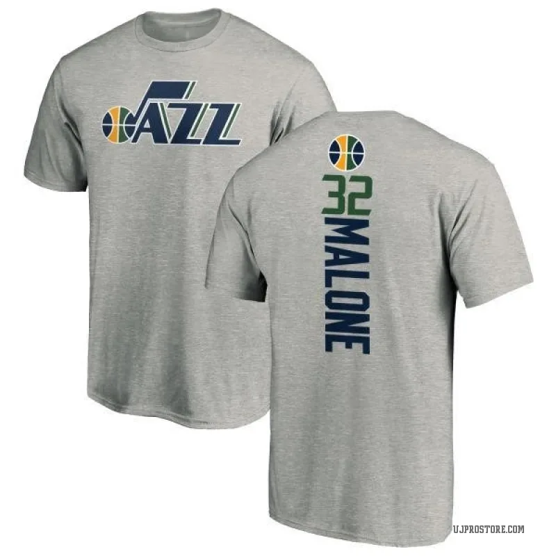 Karl Malone Men's Utah Jazz Ash Backer T-Shirt