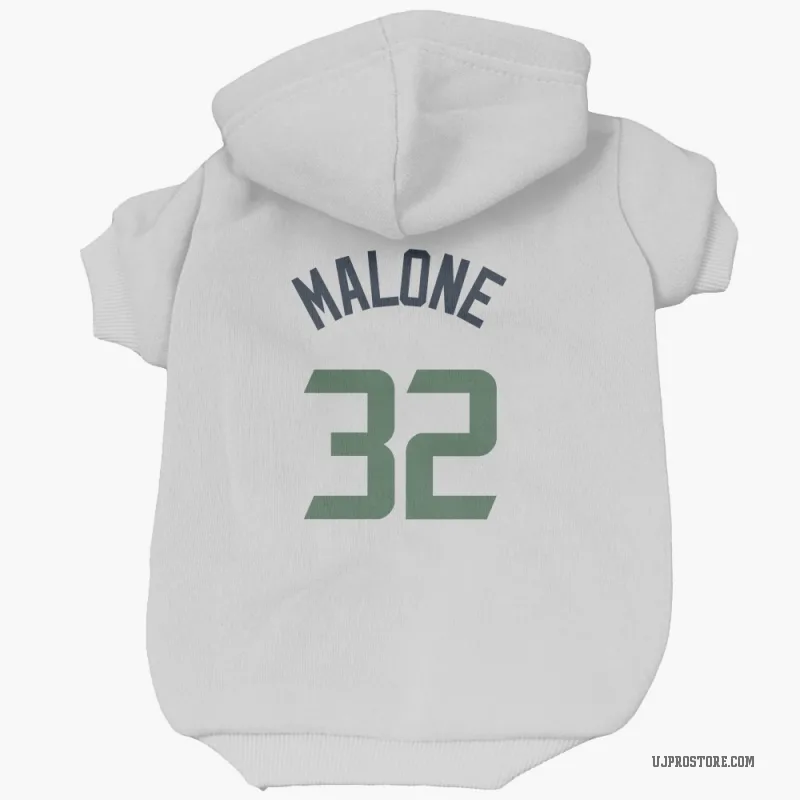 Karl Malone  White Utah Jazz  Cat & Dog Pet Hoodie