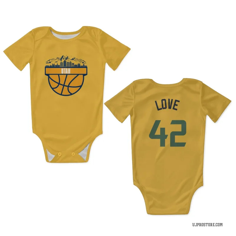 Kevin Love  Gold Utah Jazz  Newborn & Infant Bodysuit