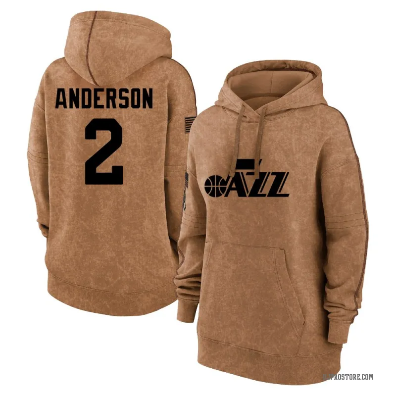Kyle Anderson Women's Brown Utah Jazz 2023 Salute to Service Pullover Hoodie