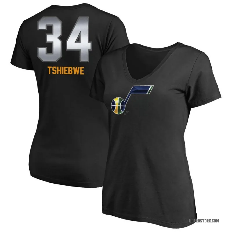 Oscar Tshiebwe Women's Black Utah Jazz Midnight Mascot T-Shirt