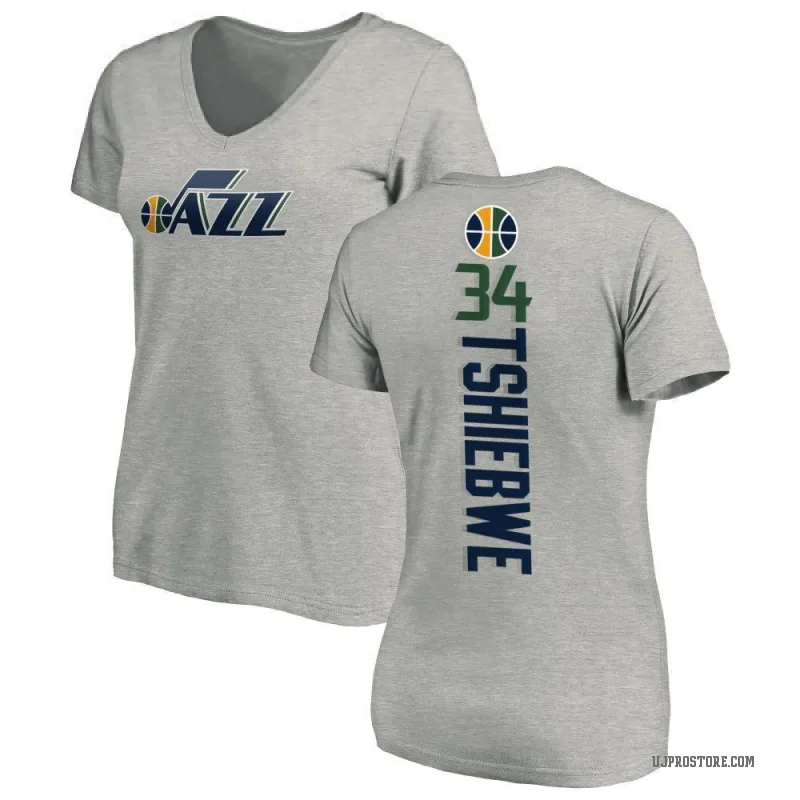 Oscar Tshiebwe Women's Utah Jazz Ash Backer T-Shirt