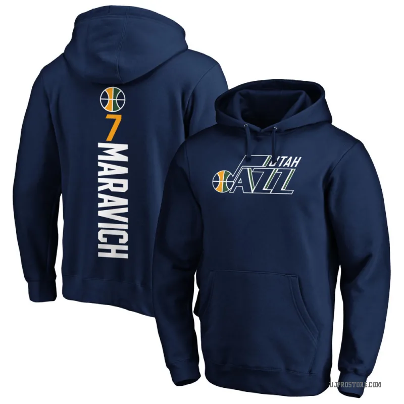 Pete Maravich Men's Navy Utah Jazz Branded Backer Pullover Hoodie