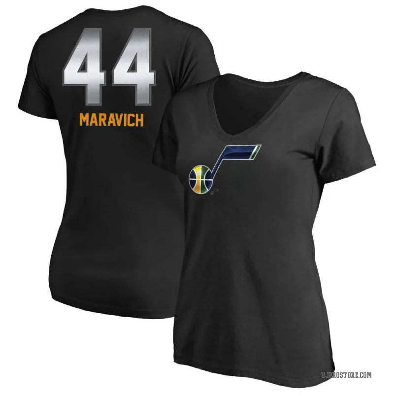 Pete Maravich Women's Black Utah Jazz Midnight Mascot T-Shirt