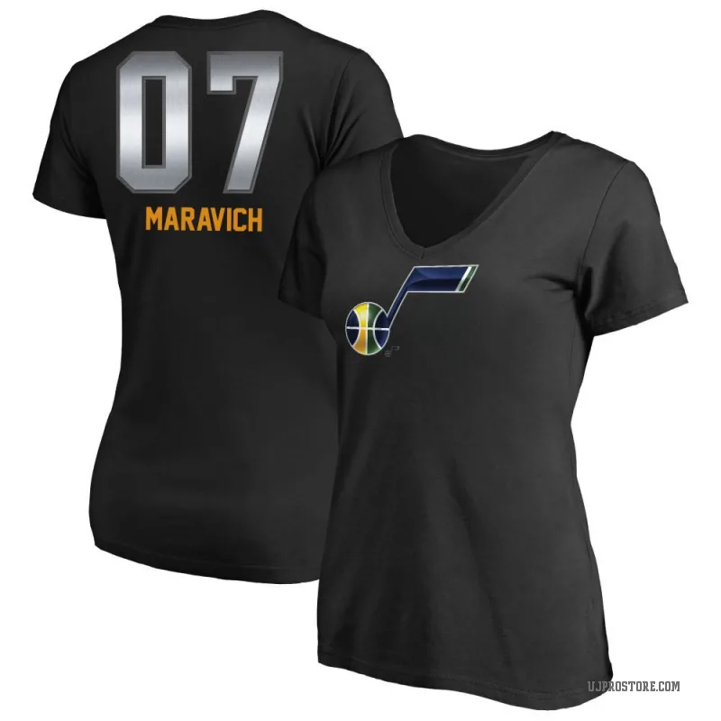 Pete Maravich Women's Black Utah Jazz Midnight Mascot T-Shirt