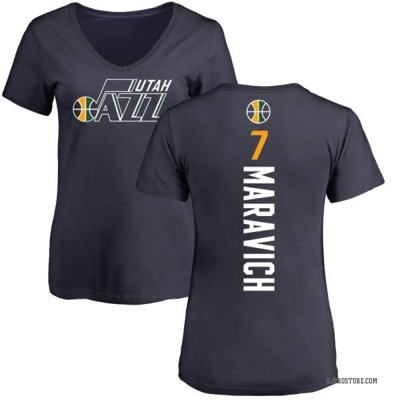 Pete Maravich Women's Navy Utah Jazz Backer T-Shirt
