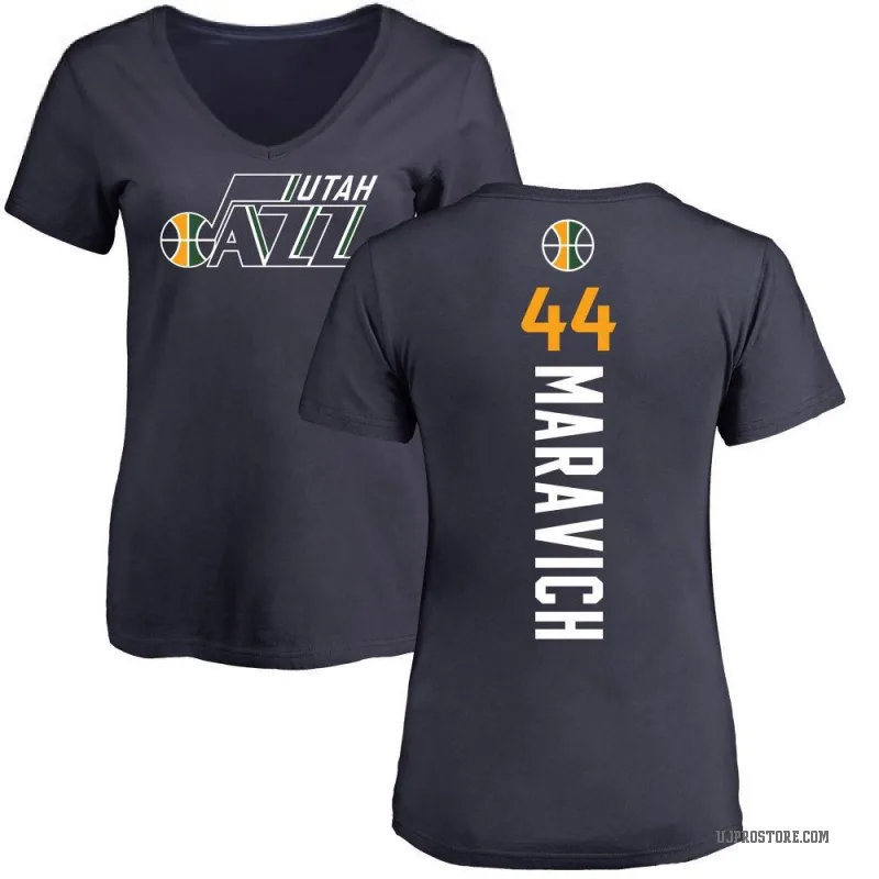 Pete Maravich Women's Navy Utah Jazz Backer T-Shirt