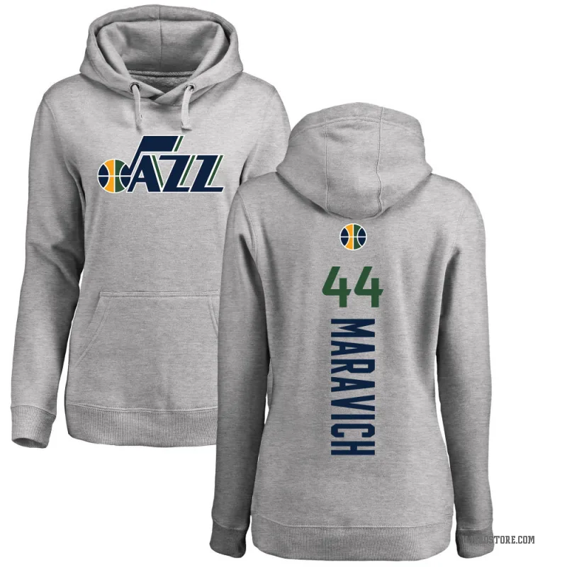 Pete Maravich Women's Utah Jazz Branded Ash Backer Pullover Hoodie