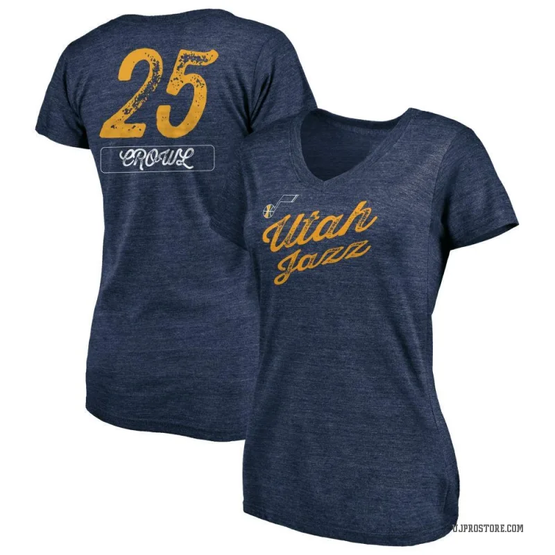 Steve Crowl Women's Navy Utah Jazz Sideline V-Neck T-Shirt