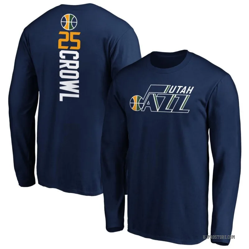Steve Crowl Youth Navy Utah Jazz Backer Long Sleeve T-Shirt