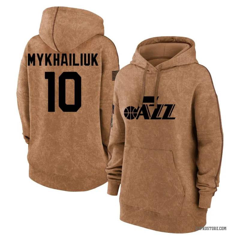 Svi Mykhailiuk Women's Brown Utah Jazz 2023 Salute to Service Pullover Hoodie